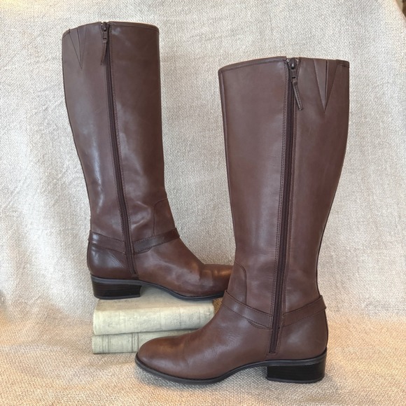 Lauren Ralph Lauren Marion Harness Tall Riding Boots Brown Leather 7.5B - Picture 2 of 15